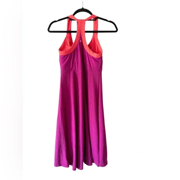 Prana Womens Racerback Tank Dress In Fuchsia & Coral Stretch Fabric M - Picture 2 of 8